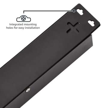 Amazon Basics Rectangular Heavy Duty Metal Surge Protector Power Strip with Mounting Brackets, 12 Outlet, 600-Joule (15A On/Off Circuit Breaker), Black
