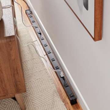 Amazon Basics Rectangular Heavy Duty Metal Surge Protector Power Strip with Mounting Brackets, 12 Outlet, 600-Joule (15A On/Off Circuit Breaker), Black