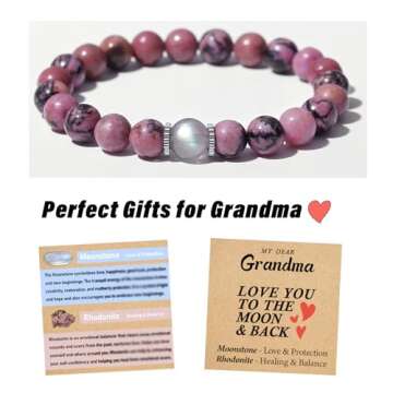THEMEROL Mothers Day Gifts for Grandma Bracelet Women Birthday Cards Great Ideas Moonstone Gigi Gran...