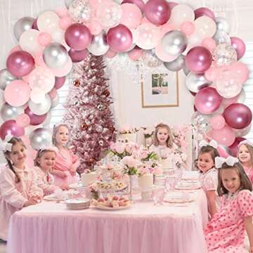 Kreatwow Winter Snowflake Party Decoration Pink 106Pcs Winter Snowflake Balloon Garland Winter onede...