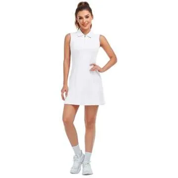 MoFiz Women's Golf Polo Dress Tennis Sleeveless Zip Up Lightweight Quick Dry Moisture Wicking Athlet...