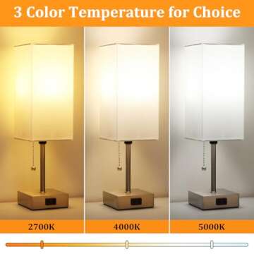 Dott Arts Touch Control Bedside Lamp, 3 Way Dimmable Nightstand Lamp with 2 USB Ports & AC Outlet, M...