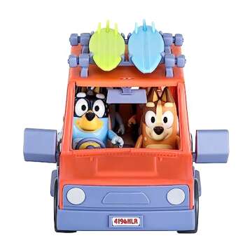 Bluey Heeler Family 4WD Vehicle and 4 Figure Pack, 2.5-3 Inch Figures, 2 Surfboards Accessories and ...