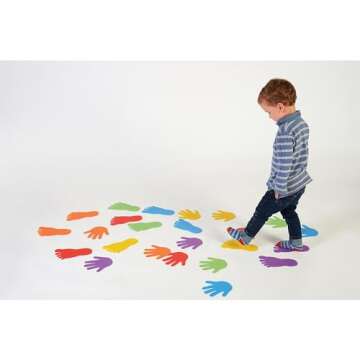 edxeducation-63525 Hand and Foot Mark Set - Includes 2 Large Die for Gameplay - Create Obstacle Courses - Tool for Gross Motor Skills, Occupational Therapy