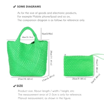 JINMANXUE Vegan Leather Woven Tote Bag for Women