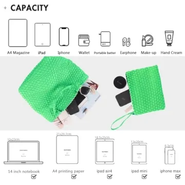 JINMANXUE Vegan Leather Woven Tote Bag for Women