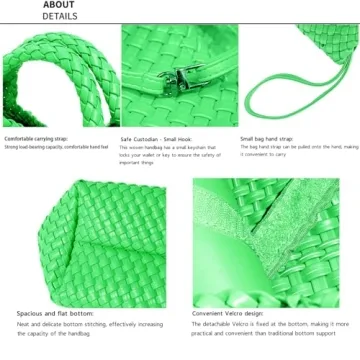 JINMANXUE Vegan Leather Woven Tote Bag for Women