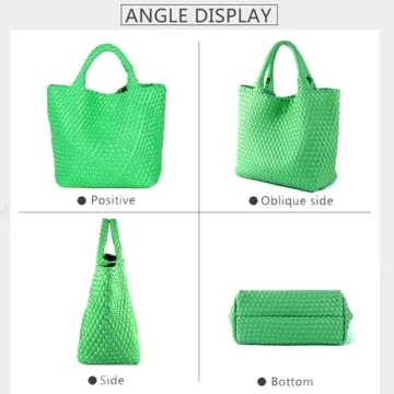 JINMANXUE Vegan Leather Woven Tote Bag for Women