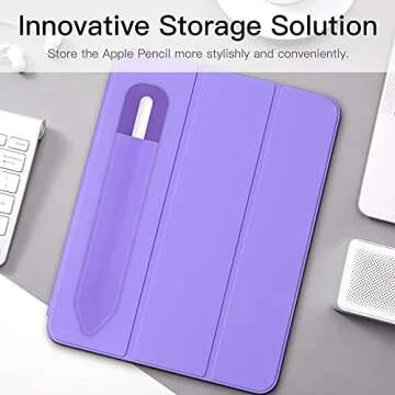 MoKo Pencil Holder Sticker Fit Apple Pencil Pro, Apple Pencil (USB-C), Apple Pencil 1st/2nd Generation, Elastic Pencil Pocket Pouch Adhesive Sleeve Attached to iPad Case for Stylus Pens, Purple