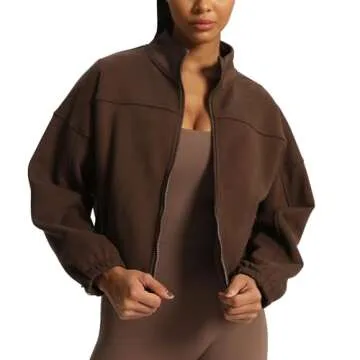 Aoxjox Women's Cotton Short Jackets with Fleece Oversized Warm Autumn Winter Long Sleeve Cloud Jacke...