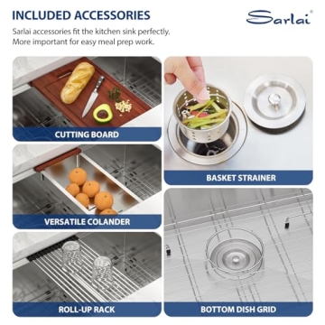 Sarlai 33 Kitchen Sink Undermount Double Bowl 16 Gauge