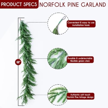 Norfolk Pine Christmas Garland - Realistic & Versatile
