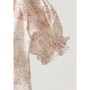 Baby Pink Linen Cotton Dress Puffed Sleeves Floral 3-6M