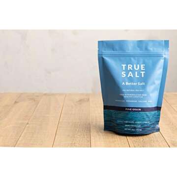 True Salt Fine Grain Salt - All Natural Gourmet Sea Salt - Perfect for Keto, BBQs, Grilling, Pasta, Sauces, Soups, Baking, Rubs, Steak, Chicken, Vegetables, Seafood, Bread, and Popcorn - 16 oz bag