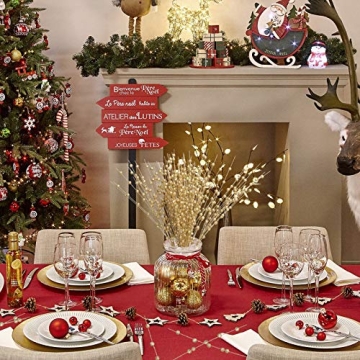 GREENTIME 10 Pack Golden Artificial Glitter Berry Stem Ornaments 15.7 Inches Fake Christmas Picks Decorative Glitter Sticks for Vase Christmas Tree DIY Wreath Crafts Fireplace Decor