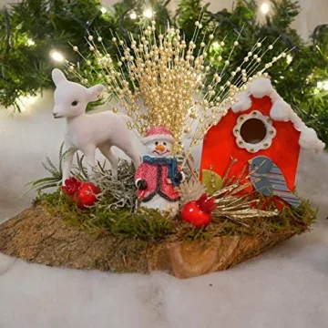 GREENTIME 10 Pack Golden Artificial Glitter Berry Stem Ornaments 15.7 Inches Fake Christmas Picks Decorative Glitter Sticks for Vase Christmas Tree DIY Wreath Crafts Fireplace Decor