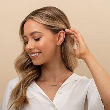 PAVOI 14K Gold Plated Crystal Birthstone Bar Necklace | Dainty Necklace | Gold Necklaces for Women |...