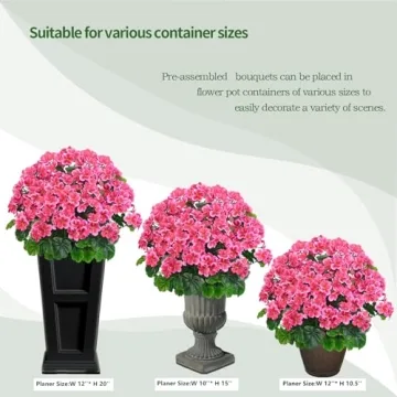QIANYUN 20" UV Resistant Artificial Geraniums for Decor