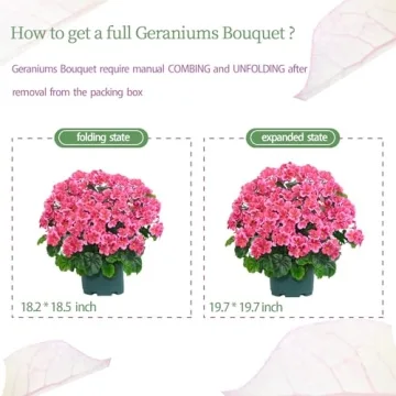 QIANYUN 20" UV Resistant Artificial Geraniums for Decor