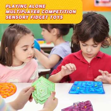 Squishy Toys Sensory Fidget Toys for Kids: 4 Pack Maze Sensory Toys for Autism - Sensory Fidget Toys with Filled Goo for Calming Down Classroom