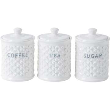 Blue And Flowers TAWCHES Ceramic Canisters Sets For The Kitchen Canisters For Countertop Set of 3 Ai...