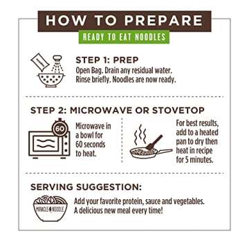 Miracle Noodle Fettuccine Shirataki Konjac Pasta Noodles - Ready-To-Eat, Plant Based, Keto, Vegan, Gluten-Free, Low in Carbs & Calories Pasta, Non-GMO, Soy Free, Paleo 7 Oz, 6 Pack