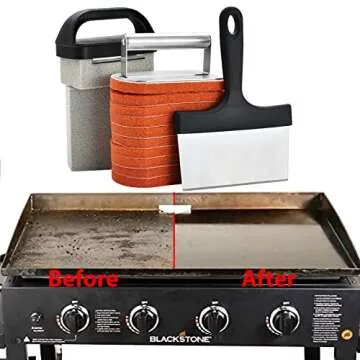 Griddle Cleaning Kit for Blackstone 15 Pieces - Heavy Duty Grill Cleaner Kit with Grill Stone, Griddle Scraper, & Griddle Brush with Stainless Steel Handle Easy to Use Flat Top Cleaning Kit