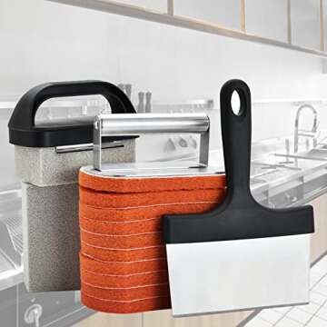 Griddle Cleaning Kit for Blackstone 15 Pieces - Heavy Duty Grill Cleaner Kit with Grill Stone, Griddle Scraper, & Griddle Brush with Stainless Steel Handle Easy to Use Flat Top Cleaning Kit