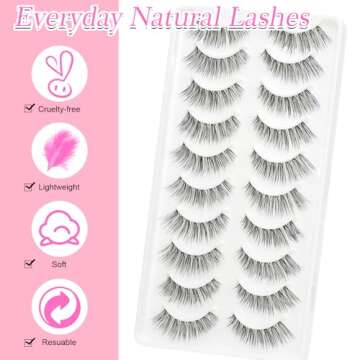 EMEDA False Eyelashes Natural Lashes Wispy 0.01mm Ultra Thin Band 12mm Pestañas Postizas Naturales ...