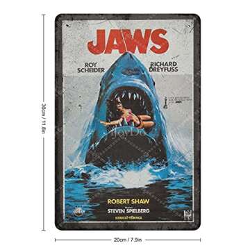 Jaws 2 Shark Fishing Horror Thriller Movie Retro Tin Sign Metal Sign Vintage Plaque Metal Tin Sign M...