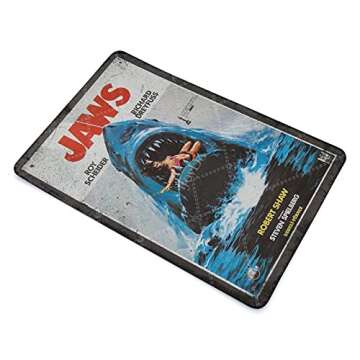 Jaws 2 Shark Fishing Horror Thriller Movie Retro Tin Sign Metal Sign Vintage Plaque Metal Tin Sign Metal Poster Aluminum Sign Wall Decor for Cinema Home Kitchen Garage Bar Bedroom 12 X 8 Inches