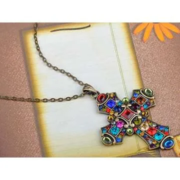 Ornate Rhinestone Cross Pendant Necklace for Faith Lovers