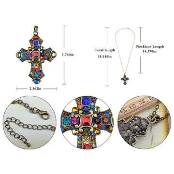 Ornate Rhinestone Cross Pendant Necklace for Faith Lovers