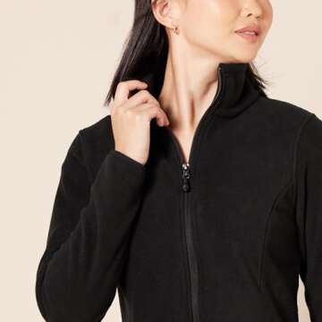 Amazon Essentials Women's Classic-Fit Full-Zip Polar Soft Fleece Jacket (Available in Plus Size), Black, Medium