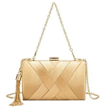 LETODE Women's Elegant Tassel Pendant Silk Evening Bag Clutch Purse for Bride Wedding Prom Night Out...