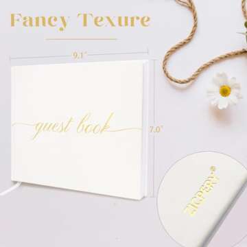 ZICPERY Elegant Wedding Guest Book - Perfect for Wedding Receptions, Baby Showers, Birthdays and Special Events - Polaroid Guest Book with 110 Lined Pages for Sign-in and Photos -Hardcover (White)