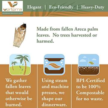 Verterra Compostable Palm Leaf Bowl 3.5 inch Round Disposable Dipping Bowls, Heavy Duty, Eco-Friendly, Sustainable Dinnerware for Weddings, Events, Parties 01-01-10R (25 Pack)