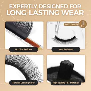 LASHVIEW Eyelash Extensions, C Curl 8-15mm Mixed 0.15 Classic Lashes, Classic Individual Lash Extensions, Professional Lash Trays for Lash Extensions