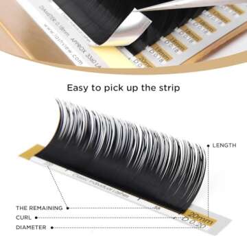 LASHVIEW Eyelash Extensions, C Curl 8-15mm Mixed 0.15 Classic Lashes, Classic Individual Lash Extensions, Professional Lash Trays for Lash Extensions