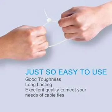 Mezzo Cable Zip Ties Heavy Duty 12 Inch（100 Pack）, Durable Plastic Wire Ties with 50 Pounds Tensile Strength, Self-Locking UV Resistant White Nylon Zip Ties for Indoor and Outdoor