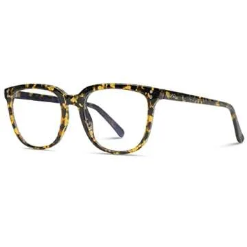 WearMe Pro - Square Rectangular Classic Flat Top Women Men Unisex Blue Light Glasses (Brown-Tortoise)