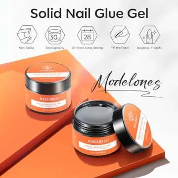 Modelones Solid Nail Glue Gel, 30g Solid Nail Glue for Press On Nails, Nail Tips and Acrylic Nails, ...