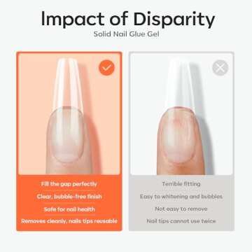 Modelones Solid Nail Glue Gel, 30g Solid Nail Glue for Press On Nails, Nail Tips and Acrylic Nails, Solid Gel Nail Glue, Long-Lasting Strong Adhesion Solid Gel Nail Art DIY Home, Need UV Light Cured