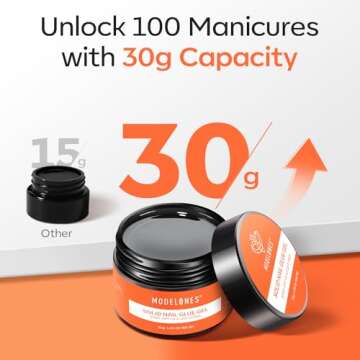 Modelones Solid Nail Glue Gel, 30g Solid Nail Glue for Press On Nails, Nail Tips and Acrylic Nails, Solid Gel Nail Glue, Long-Lasting Strong Adhesion Solid Gel Nail Art DIY Home, Need UV Light Cured