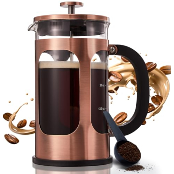 BAYKA 34 Ounce 1 Liter French Press Coffee Maker, Heat Resistant Thickened Borosilicate Glass Stainl...