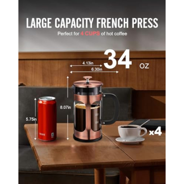 BAYKA 34 Ounce French Press Coffee Maker for Perfect Brews