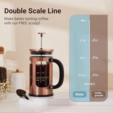 BAYKA 34 Ounce French Press Coffee Maker for Perfect Brews