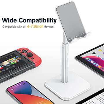 apiker Cell Phone Stand Holder for Desk,Compatible with All Smart Phone, White