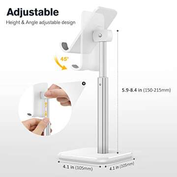 apiker Cell Phone Stand Holder for Desk,Compatible with All Smart Phone, White