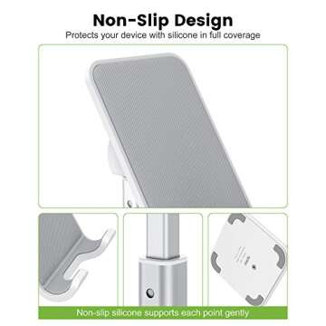 apiker Cell Phone Stand Holder for Desk,Compatible with All Smart Phone, White